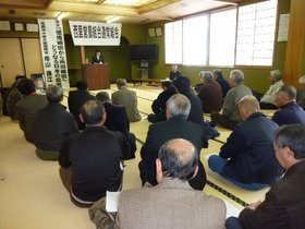 河北町西里営農組合総会にて講演会（会場内）